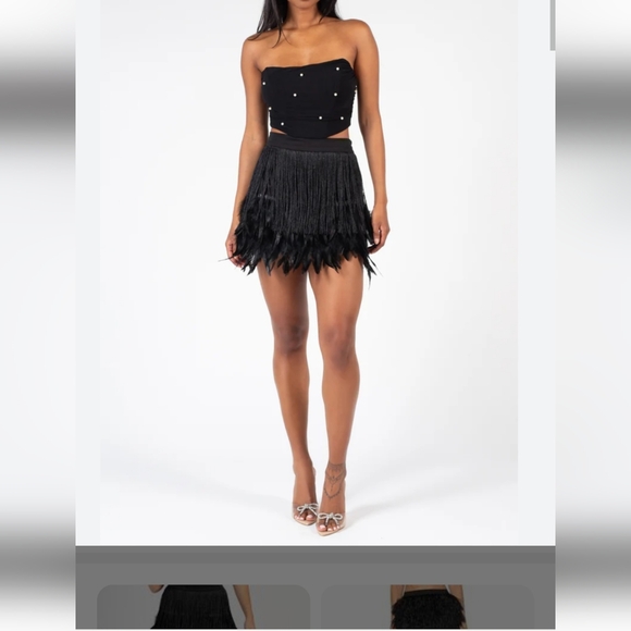 La' Ros feather fringe skirt Sm - Picture 1 of 10